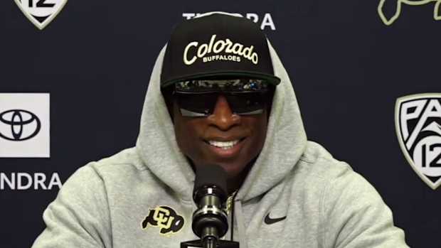 Deion Sanders at weekly press conference talking about ASU